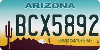 AZ license plate BCX5892