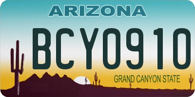 AZ license plate BCY0910