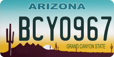 AZ license plate BCY0967