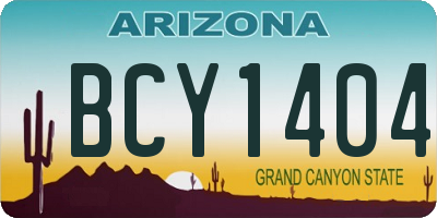 AZ license plate BCY1404