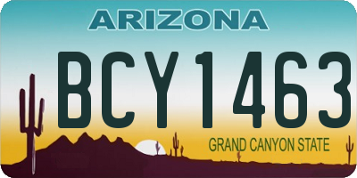 AZ license plate BCY1463