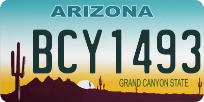 AZ license plate BCY1493