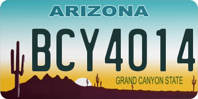 AZ license plate BCY4014