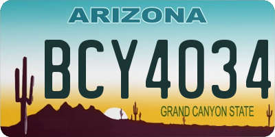 AZ license plate BCY4034