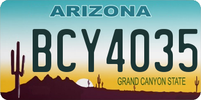 AZ license plate BCY4035