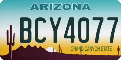 AZ license plate BCY4077