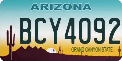 AZ license plate BCY4092