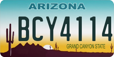 AZ license plate BCY4114