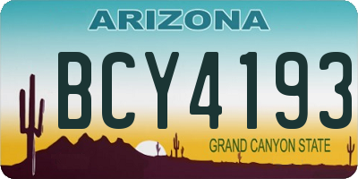 AZ license plate BCY4193