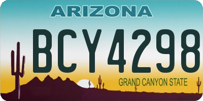 AZ license plate BCY4298