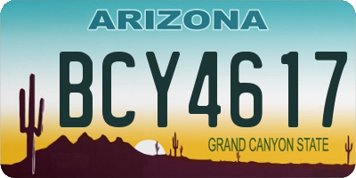 AZ license plate BCY4617