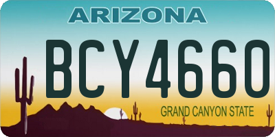 AZ license plate BCY4660