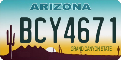 AZ license plate BCY4671