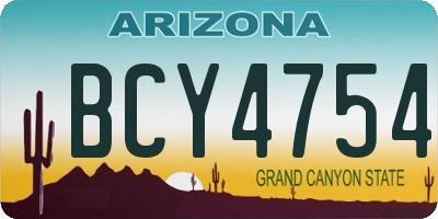 AZ license plate BCY4754