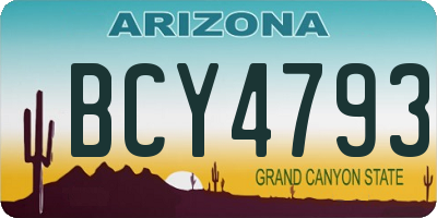 AZ license plate BCY4793