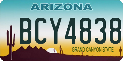 AZ license plate BCY4838