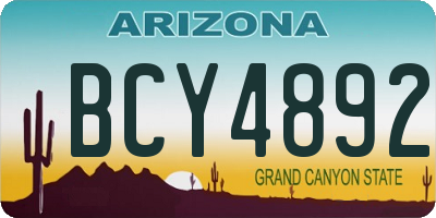 AZ license plate BCY4892