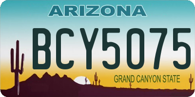 AZ license plate BCY5075