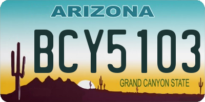 AZ license plate BCY5103