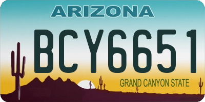 AZ license plate BCY6651