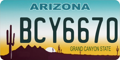 AZ license plate BCY6670