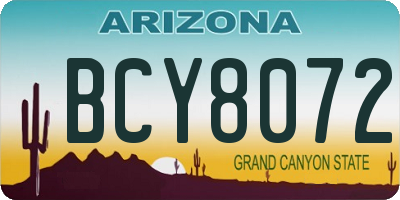 AZ license plate BCY8072