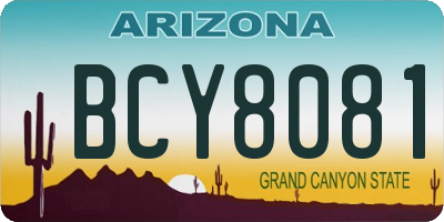 AZ license plate BCY8081