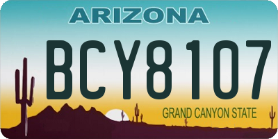 AZ license plate BCY8107