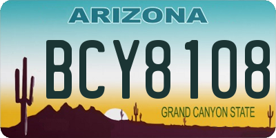 AZ license plate BCY8108