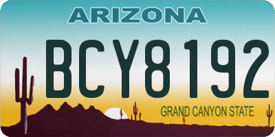 AZ license plate BCY8192