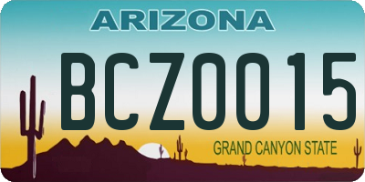 AZ license plate BCZ0015