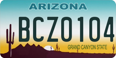 AZ license plate BCZ0104