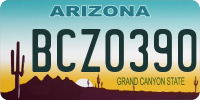 AZ license plate BCZ0390