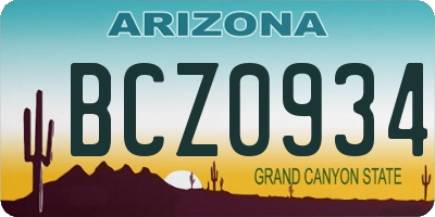 AZ license plate BCZ0934