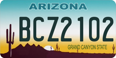 AZ license plate BCZ2102