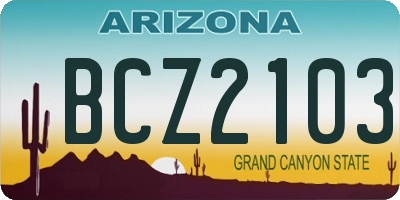 AZ license plate BCZ2103