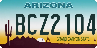 AZ license plate BCZ2104