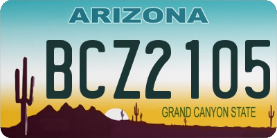 AZ license plate BCZ2105