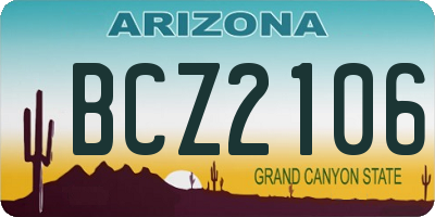 AZ license plate BCZ2106