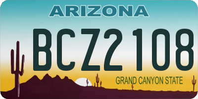 AZ license plate BCZ2108