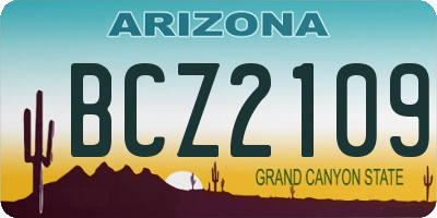 AZ license plate BCZ2109