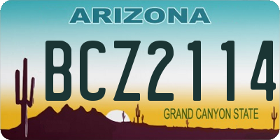 AZ license plate BCZ2114