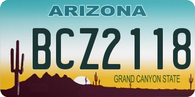 AZ license plate BCZ2118