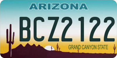 AZ license plate BCZ2122