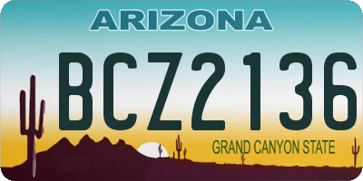 AZ license plate BCZ2136