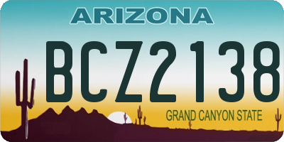 AZ license plate BCZ2138