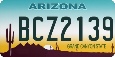 AZ license plate BCZ2139