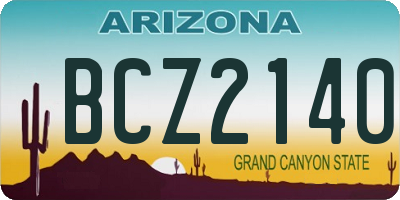 AZ license plate BCZ2140