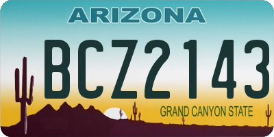 AZ license plate BCZ2143