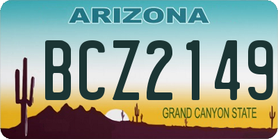 AZ license plate BCZ2149